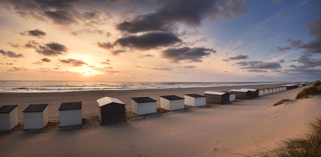 Panorama strandhuisjes Texel