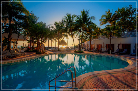Miami pool at sunrise