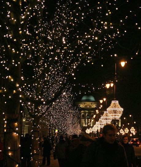 kerstlichtjes in Warschau