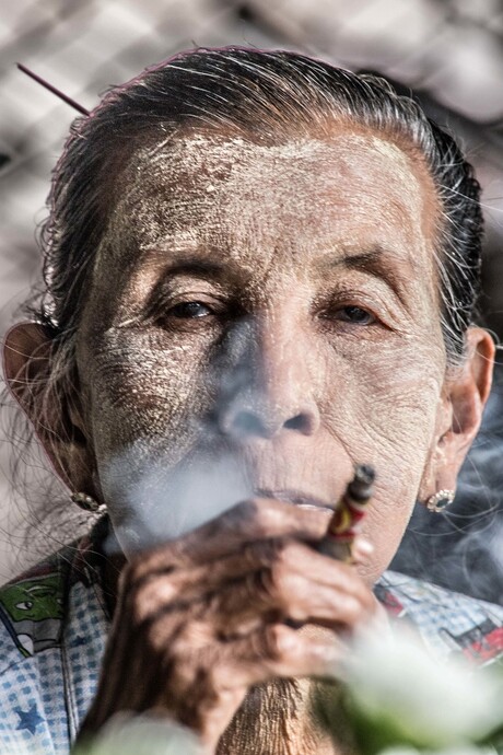 Smoking lady Myanmar