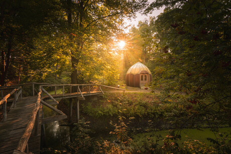 Sprookje in herfstbos