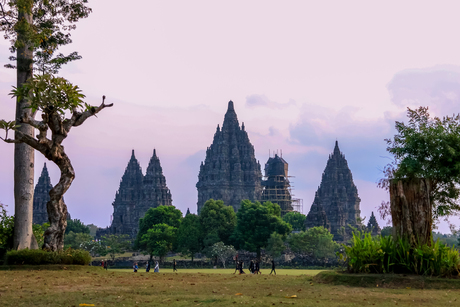 Sunset over Prambanan Temple complex