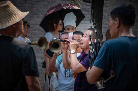 Straatmuzikanten in Pingyao, China