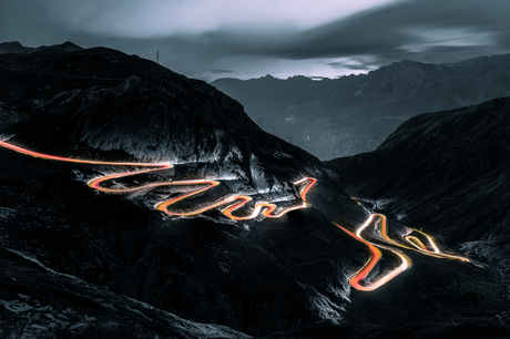 Gotthardpass at night