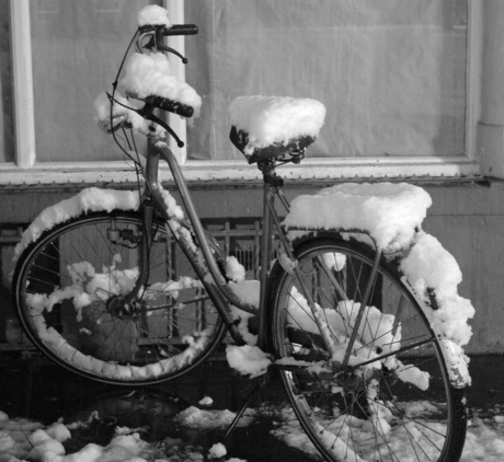 Besneeuwde fiets