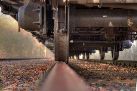 forgotten railroad in autumn