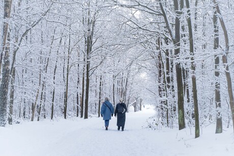 Genietend van de sneeuw