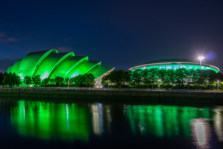 Glasgow by night, Armadillo by the river Clyde