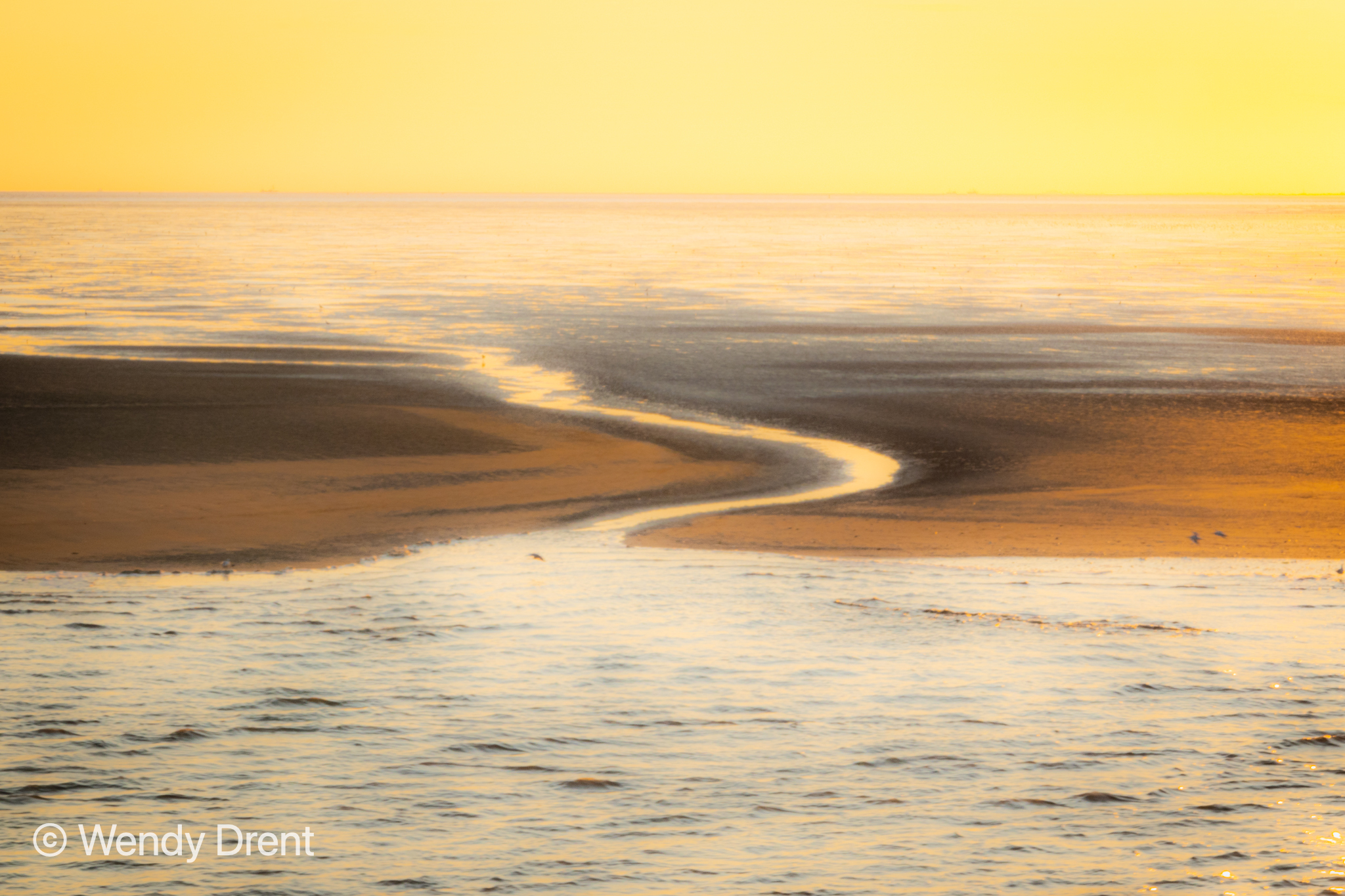 A way through. - Vanuit de laatste boot terug van Ameland naar Holwerd.  - foto door wvdrent op 06-09-2021 - locatie: Ameland, Nederland - deze foto bevat: zonsondergang, abstract, fine art photography, ameland, landschap, natuur, licht, wendy drent, sony rx10m4, zee, zandbank, nederland, sony, dsc-rx10m4, 24-600mm f2.4-4.0, iso 200, diafragma ƒ/11, sluitertijd 1/100s, brandpuntafstand 51.14mm, water, atmosfeer, watervoorraden, lucht, strand, hout, oranje, schemering, nagloed, natuurlijk landschap