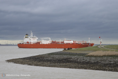 LPG vrachtschip over de Schelde