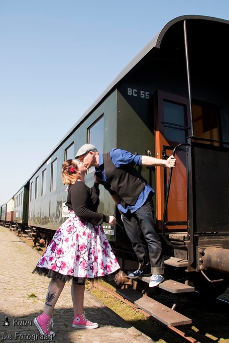 Kissing by the train