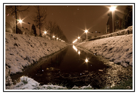 Avond foto in de sneeuw