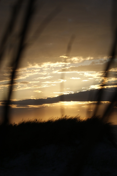 Ondergaande zon aan de zee