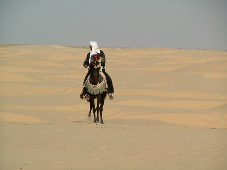 Mens die en landschap