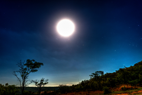 Volle maan schijnt over Kololo