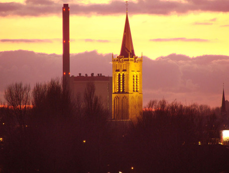 Wijkertoren bij zonsondergang