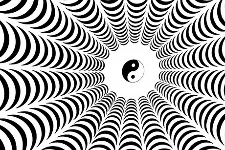 Yin-Yang symbool op een wandkleed