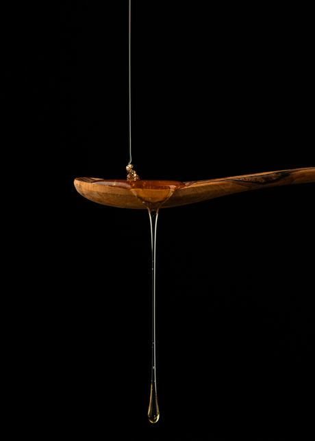 Houten lepel en honing