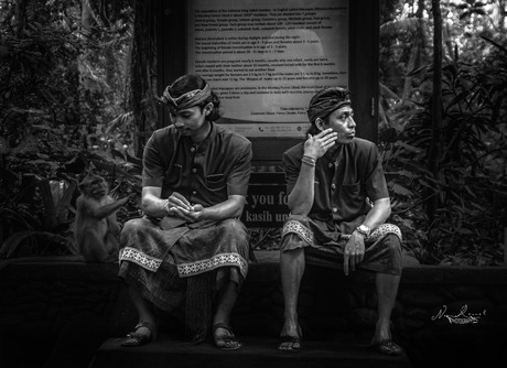 Bij de tempel in Bali