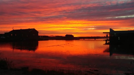 Schitterende dageraad bij kinderdijk