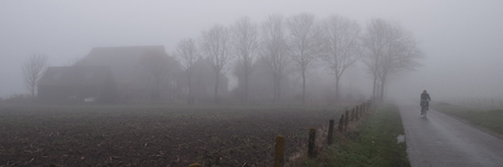 Fietser in de mist