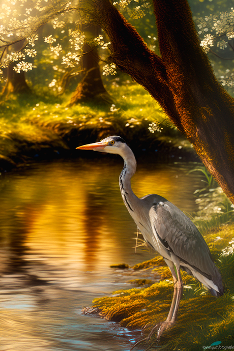 Reiger aan de waterkant