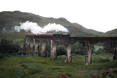 The Jacobite steam train at Glenfinnan Viaduct 