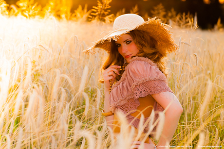 Hot farmgirl in cornfield