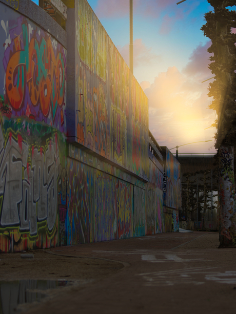grafitimuur bij mandelabrug