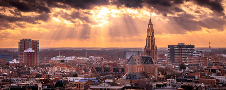 Skyline Groningen gezien vanaf de Martinitoren