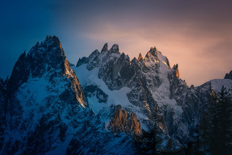 Zonsondergang Mont Blanc massivités