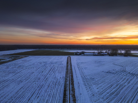 Sneeuw Zonsondergang Drone