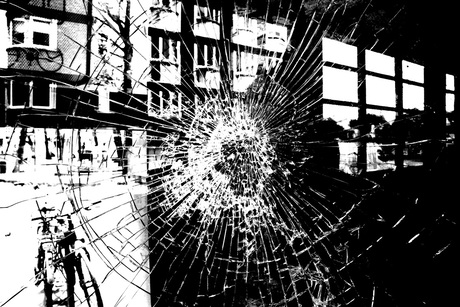 The sound of breaking glass