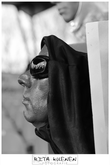 RED face in blackandwhite