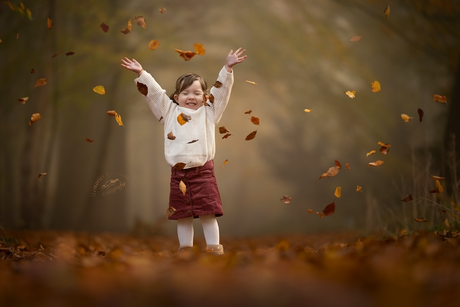 Enjoying fall leaves