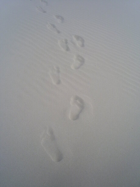 Voetsporen op het strand