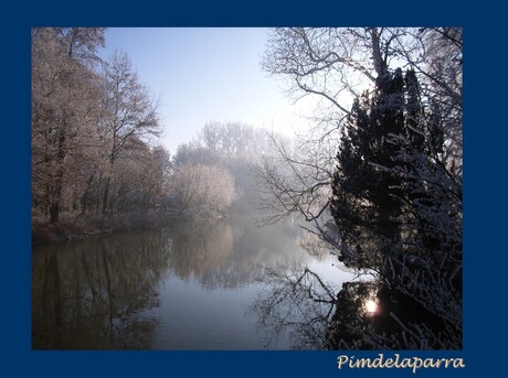 winterzon in het water