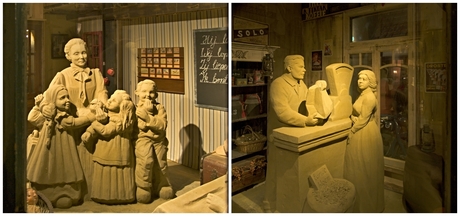 Een school en een winkel.