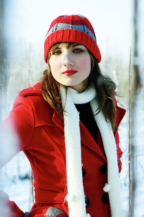 woman in red snow