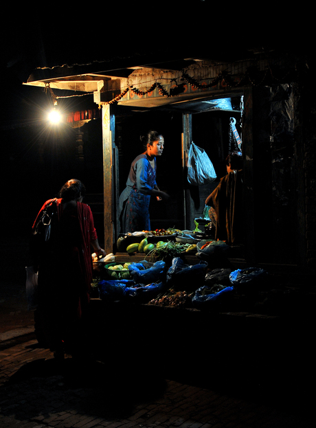 Marktkraampje in Nepal