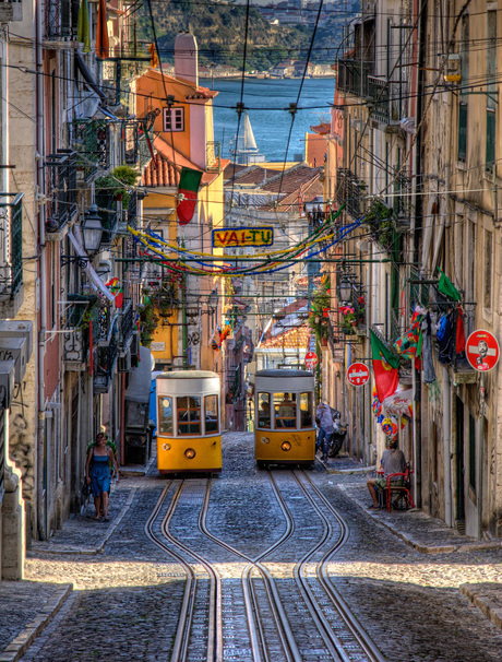 Trams in Lissabon