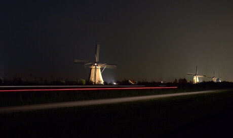 verlichte molens van Kinderdijk