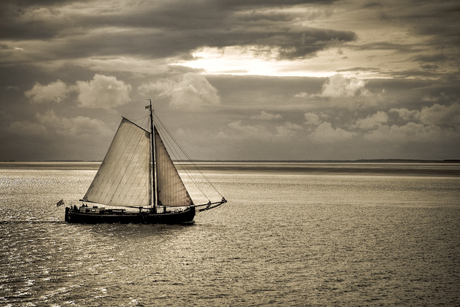 Zeilboot op de Waddenzee