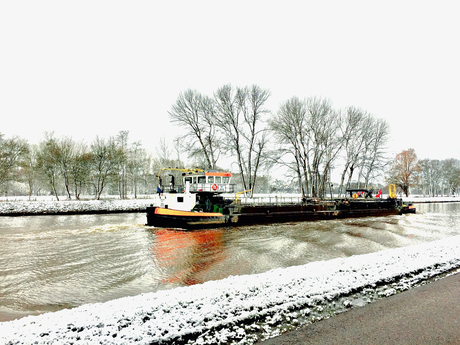 boot in winters landschap