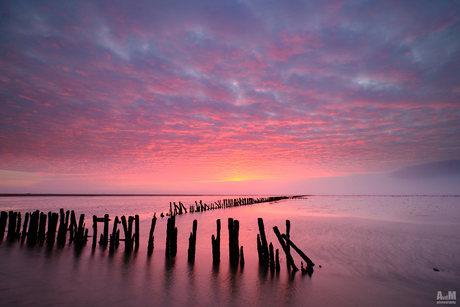 Heerlijke zonsondergang op het Wad