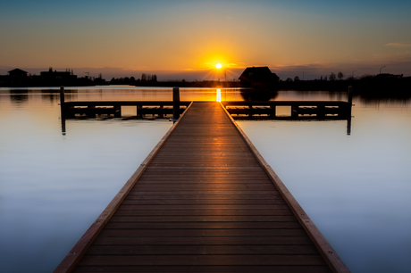 Oldambtmeer, zonsondergang