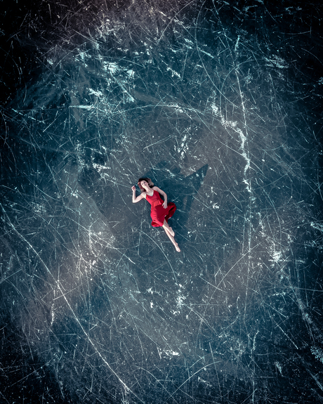 red dress on the ice