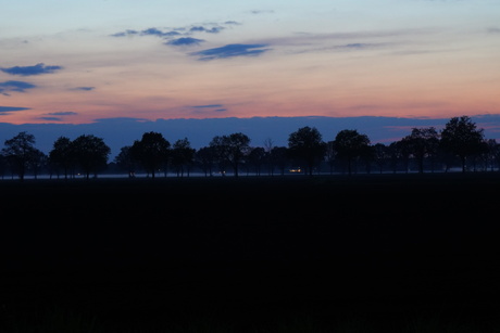 Blue hour with low hanging fog