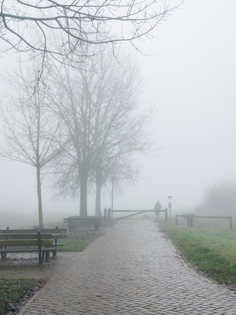 Wandelaar in de mist