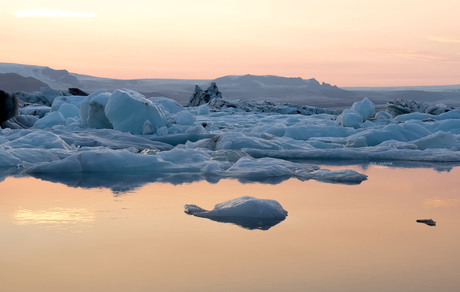 just after sunset over Jakulsarlon, Iceland